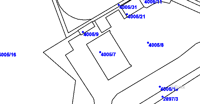 Parcela st. 4005/7 v KÚ Litoměřice, Katastrální mapa