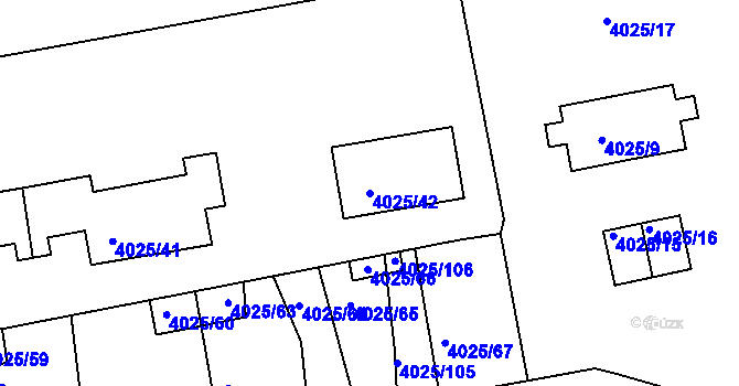 Parcela st. 4025/42 v KÚ Litoměřice, Katastrální mapa