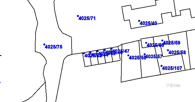 Parcela st. 4025/45 v KÚ Litoměřice, Katastrální mapa