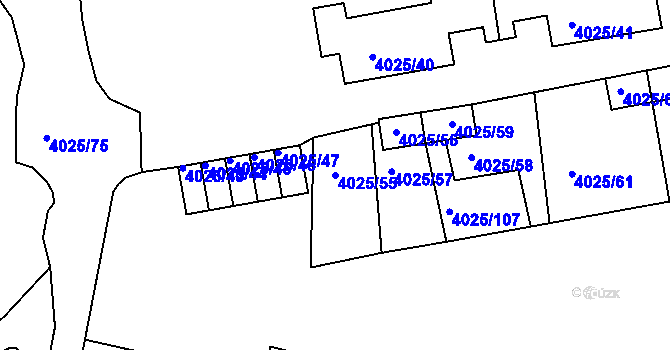 Parcela st. 4025/55 v KÚ Litoměřice, Katastrální mapa