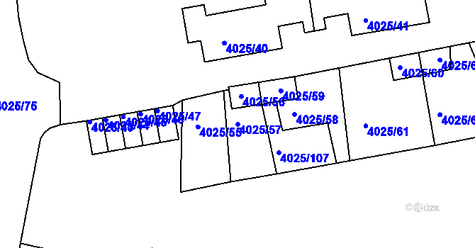 Parcela st. 4025/57 v KÚ Litoměřice, Katastrální mapa