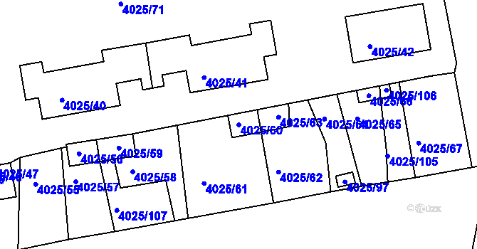Parcela st. 4025/60 v KÚ Litoměřice, Katastrální mapa