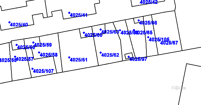 Parcela st. 4025/62 v KÚ Litoměřice, Katastrální mapa