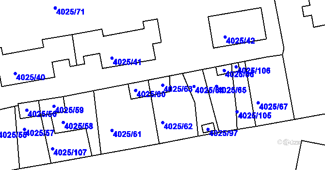 Parcela st. 4025/63 v KÚ Litoměřice, Katastrální mapa