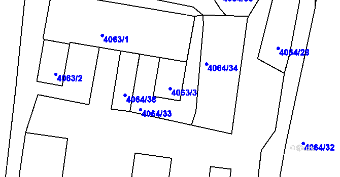 Parcela st. 4063/3 v KÚ Litoměřice, Katastrální mapa
