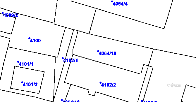 Parcela st. 4064/18 v KÚ Litoměřice, Katastrální mapa