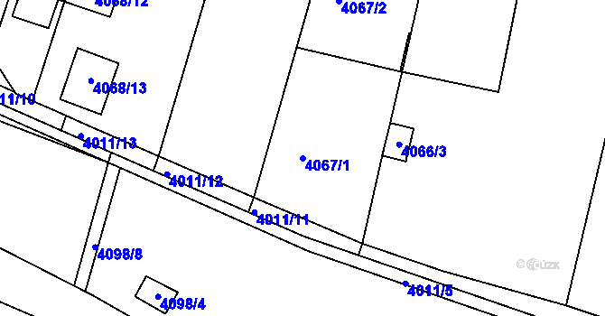Parcela st. 4067/1 v KÚ Litoměřice, Katastrální mapa