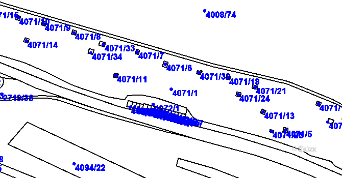 Parcela st. 4071/1 v KÚ Litoměřice, Katastrální mapa