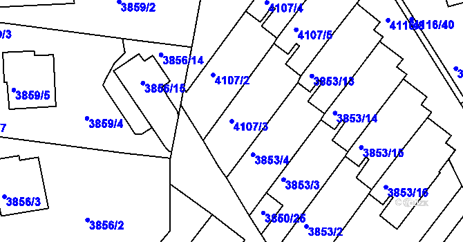 Parcela st. 4107/3 v KÚ Litoměřice, Katastrální mapa