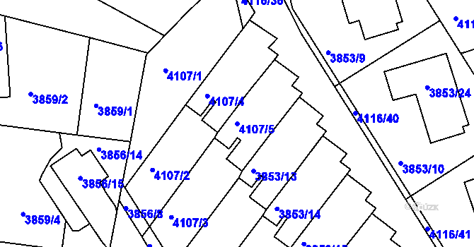 Parcela st. 4107/5 v KÚ Litoměřice, Katastrální mapa