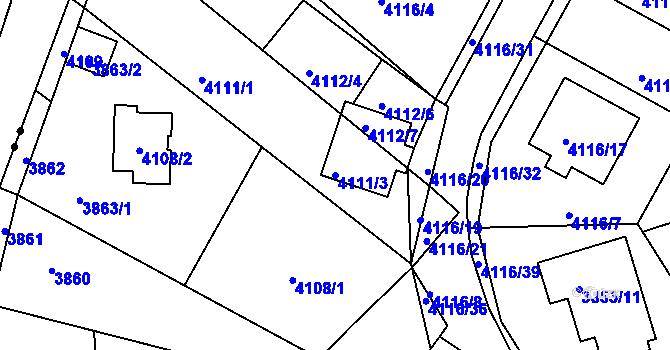 Parcela st. 4111/3 v KÚ Litoměřice, Katastrální mapa