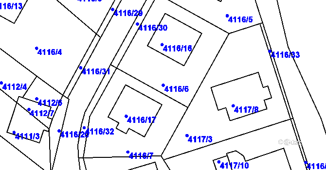Parcela st. 4116/6 v KÚ Litoměřice, Katastrální mapa