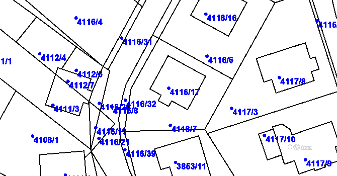 Parcela st. 4116/17 v KÚ Litoměřice, Katastrální mapa
