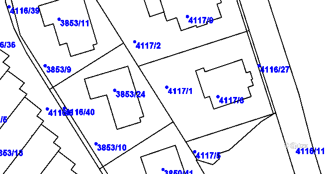 Parcela st. 4117/1 v KÚ Litoměřice, Katastrální mapa