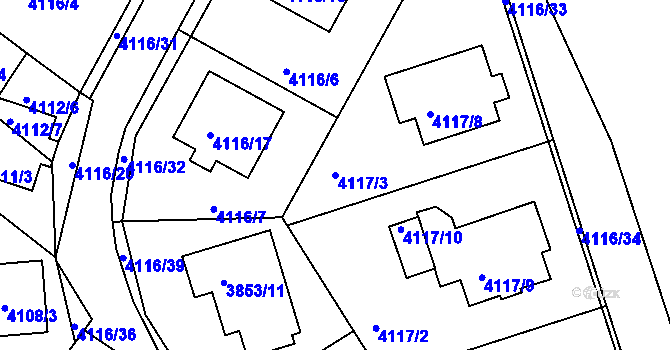 Parcela st. 4117/3 v KÚ Litoměřice, Katastrální mapa