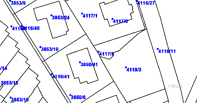 Parcela st. 4117/5 v KÚ Litoměřice, Katastrální mapa