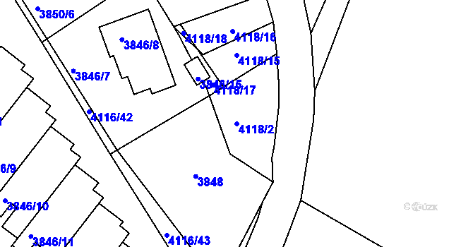 Parcela st. 4118/2 v KÚ Litoměřice, Katastrální mapa
