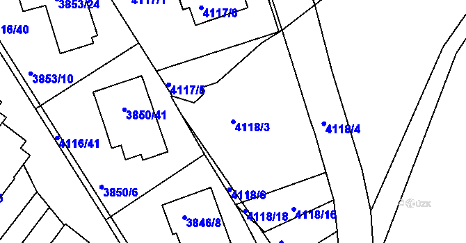 Parcela st. 4118/3 v KÚ Litoměřice, Katastrální mapa