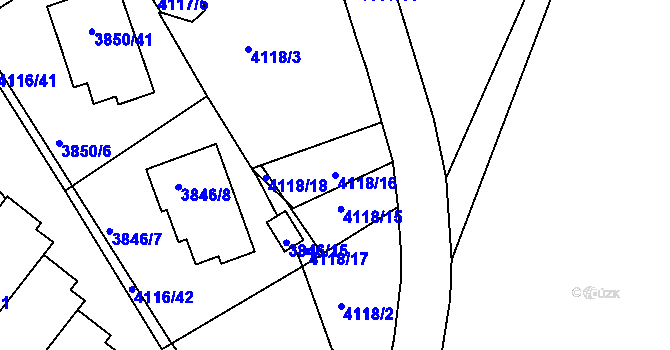 Parcela st. 4118/16 v KÚ Litoměřice, Katastrální mapa