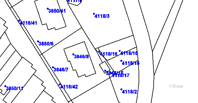 Parcela st. 4118/18 v KÚ Litoměřice, Katastrální mapa