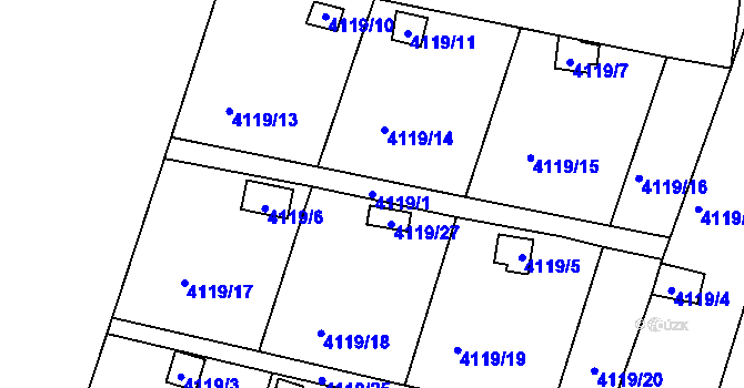 Parcela st. 4119/1 v KÚ Litoměřice, Katastrální mapa