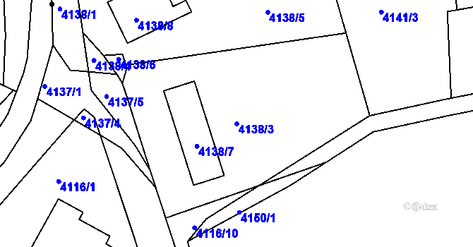 Parcela st. 4138/3 v KÚ Litoměřice, Katastrální mapa