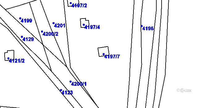 Parcela st. 4197/7 v KÚ Litoměřice, Katastrální mapa