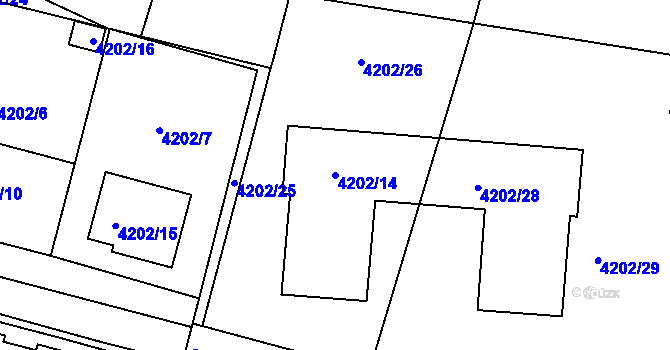 Parcela st. 4202/14 v KÚ Litoměřice, Katastrální mapa