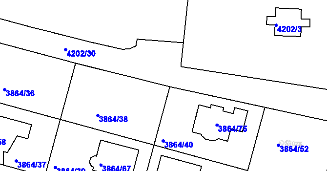 Parcela st. 4202/17 v KÚ Litoměřice, Katastrální mapa