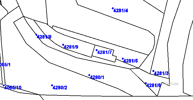 Parcela st. 4281/7 v KÚ Litoměřice, Katastrální mapa