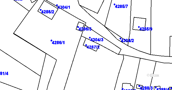 Parcela st. 4287/2 v KÚ Litoměřice, Katastrální mapa