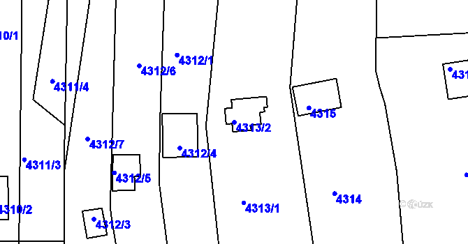Parcela st. 4313/2 v KÚ Litoměřice, Katastrální mapa