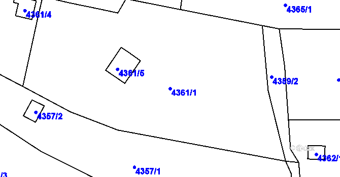 Parcela st. 4361/1 v KÚ Litoměřice, Katastrální mapa