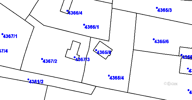 Parcela st. 4365/8 v KÚ Litoměřice, Katastrální mapa