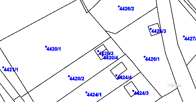 Parcela st. 4420/3 v KÚ Litoměřice, Katastrální mapa