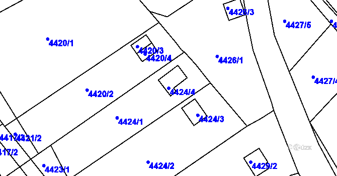 Parcela st. 4424/4 v KÚ Litoměřice, Katastrální mapa