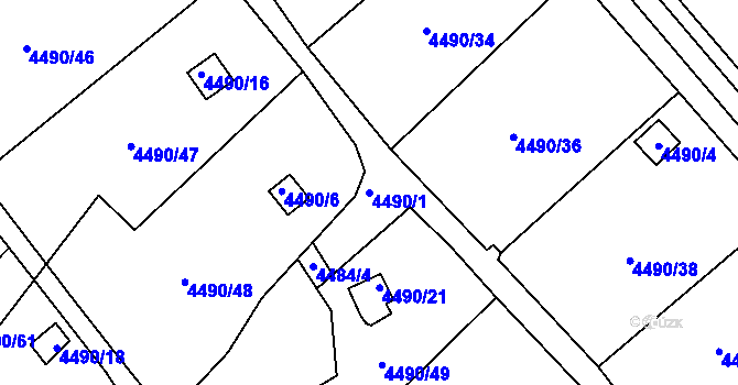 Parcela st. 4490/1 v KÚ Litoměřice, Katastrální mapa