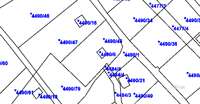 Parcela st. 4490/6 v KÚ Litoměřice, Katastrální mapa