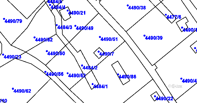 Parcela st. 4490/7 v KÚ Litoměřice, Katastrální mapa