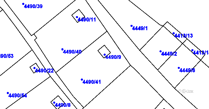 Parcela st. 4490/9 v KÚ Litoměřice, Katastrální mapa