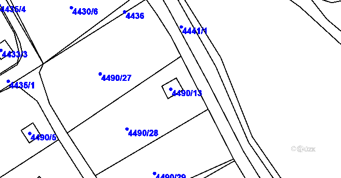 Parcela st. 4490/13 v KÚ Litoměřice, Katastrální mapa