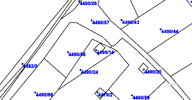 Parcela st. 4490/14 v KÚ Litoměřice, Katastrální mapa
