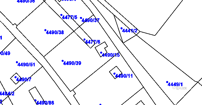 Parcela st. 4490/15 v KÚ Litoměřice, Katastrální mapa