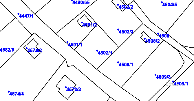 Parcela st. 4502/1 v KÚ Litoměřice, Katastrální mapa
