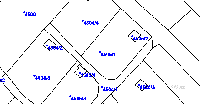 Parcela st. 4505/1 v KÚ Litoměřice, Katastrální mapa