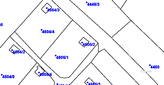 Parcela st. 4505/2 v KÚ Litoměřice, Katastrální mapa