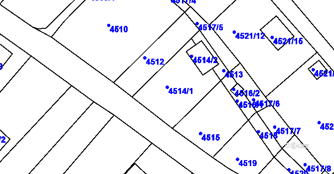 Parcela st. 4514/1 v KÚ Litoměřice, Katastrální mapa