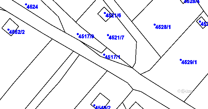 Parcela st. 4517/1 v KÚ Litoměřice, Katastrální mapa