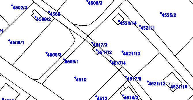 Parcela st. 4517/2 v KÚ Litoměřice, Katastrální mapa