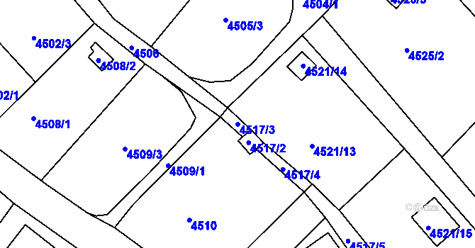 Parcela st. 4517/3 v KÚ Litoměřice, Katastrální mapa